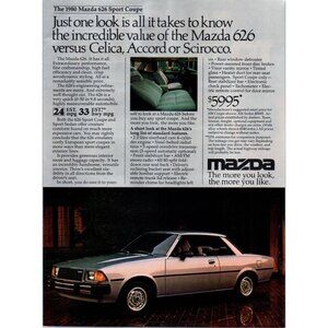 1980 Mazda 626 Sport Coupe Vintage Print Ad Driveway Pavers 80s Wall Art Photo